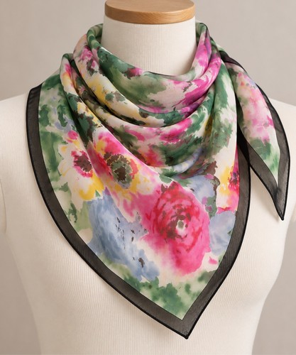 Watercolor floral square scarf - square,